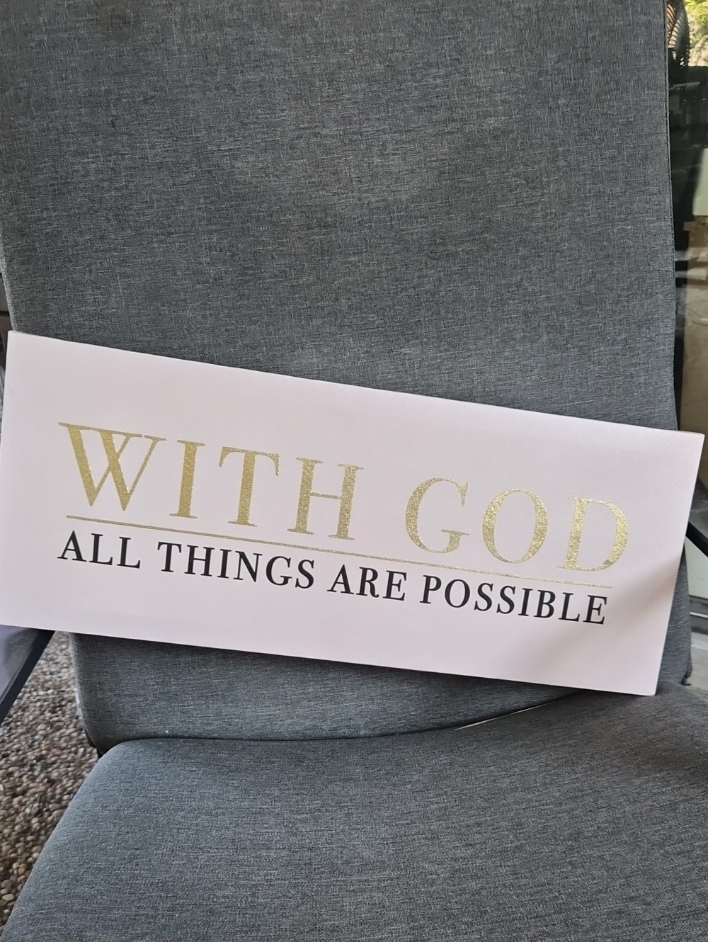 Inspirational 'With God' Wall Plaque in Pink and Gold